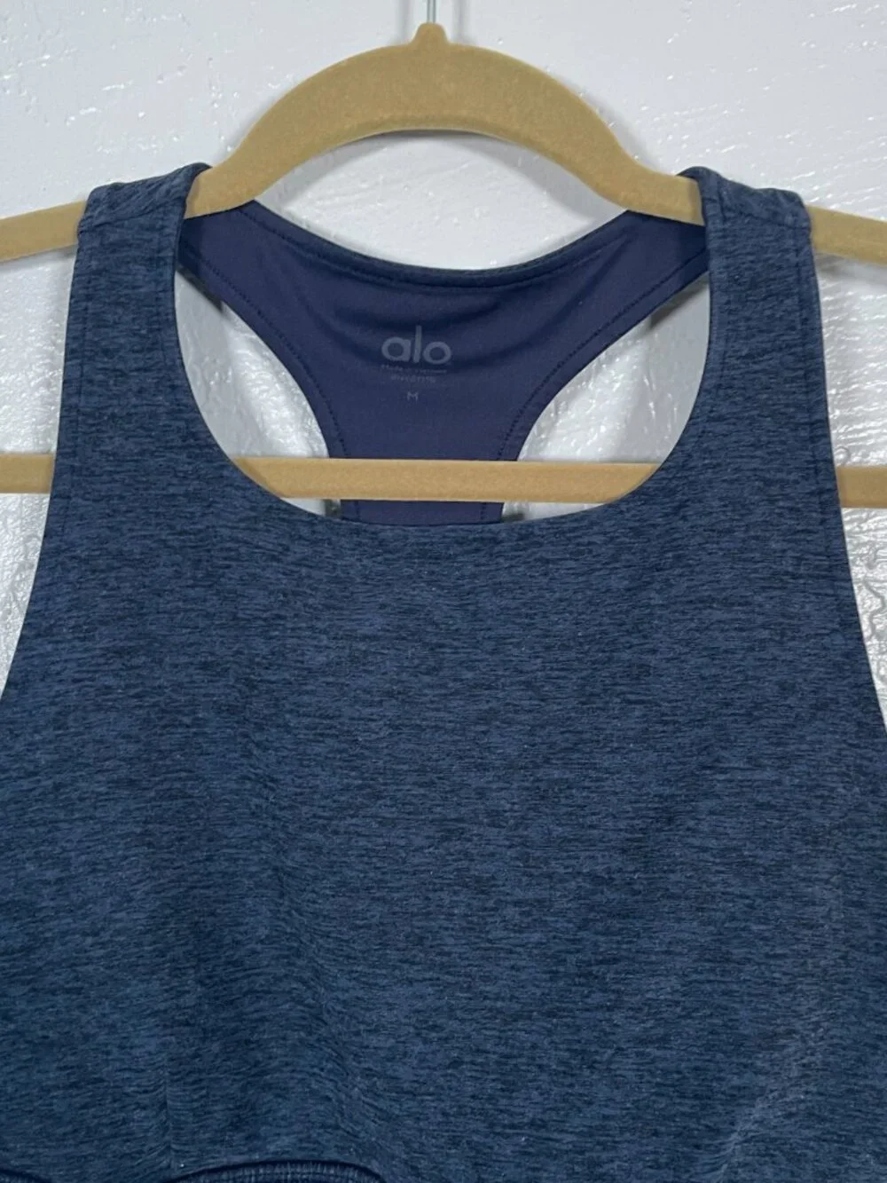 ALO Yoga Women M Navy Blue Space Dyed Alosoft Serenity Sports Bra Athleisure